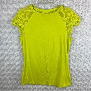 Bisou Bisou Short Sleeve Top Lace Sleeve Small